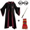 Fantasia Harry Potter Grifinória – Capa Hogwarts com Varinha, Cachecol e Óculos