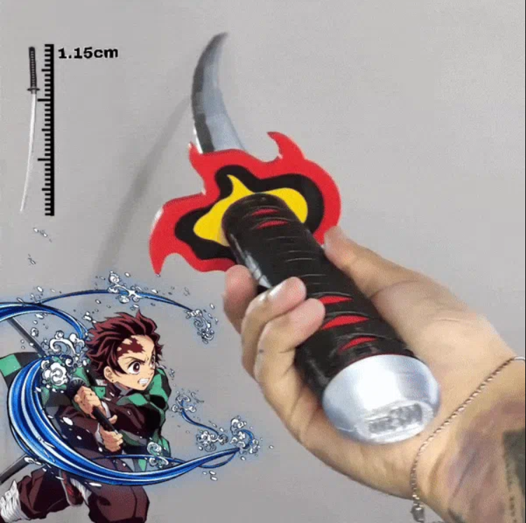 Katana Demon Slayer: Lâmina Retrátil (115cm) Kimetsu no Yaiba Fogo
