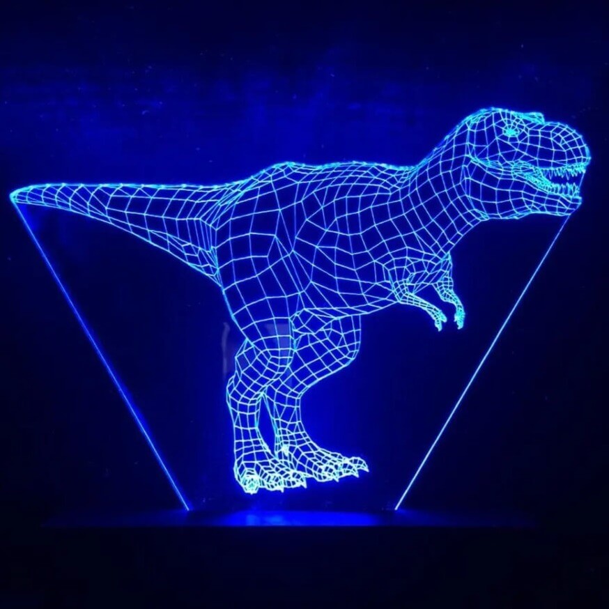 Luminária LED 3D Dinossauro Rex – WGs Geek