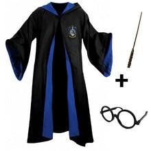 Carregar imagem no visualizador da galeria, Fantasia Harry Potter Corvinal – Capa Hogwarts com Varinha, Cachecol e Óculos
