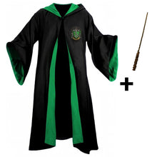 Carregar imagem no visualizador da galeria, Fantasia Harry Potter Sonserina – Capa Hogwarts com Varinha, Cachecol e Óculos
