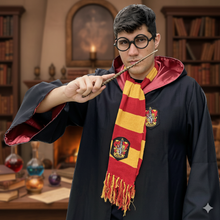 Carregar imagem no visualizador da galeria, Fantasia Harry Potter Grifinória – Capa Hogwarts com Varinha, Cachecol e Óculos
